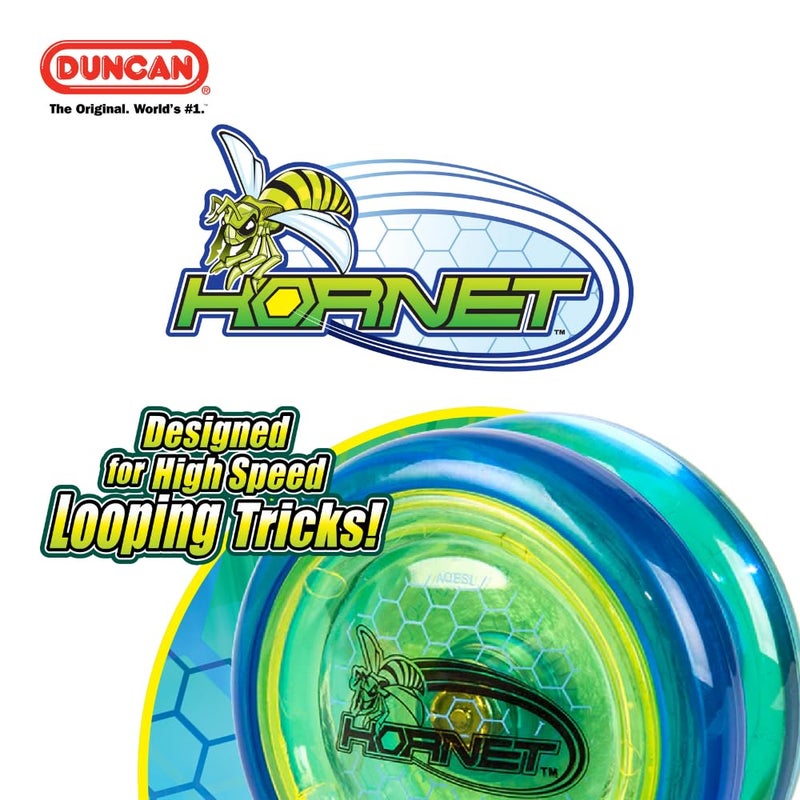 Duncan Toys Hornet Pro Looping Yo-Yo with String, Ball Bearing Axle and Plastic Body, Green with White Cap - Image 2
